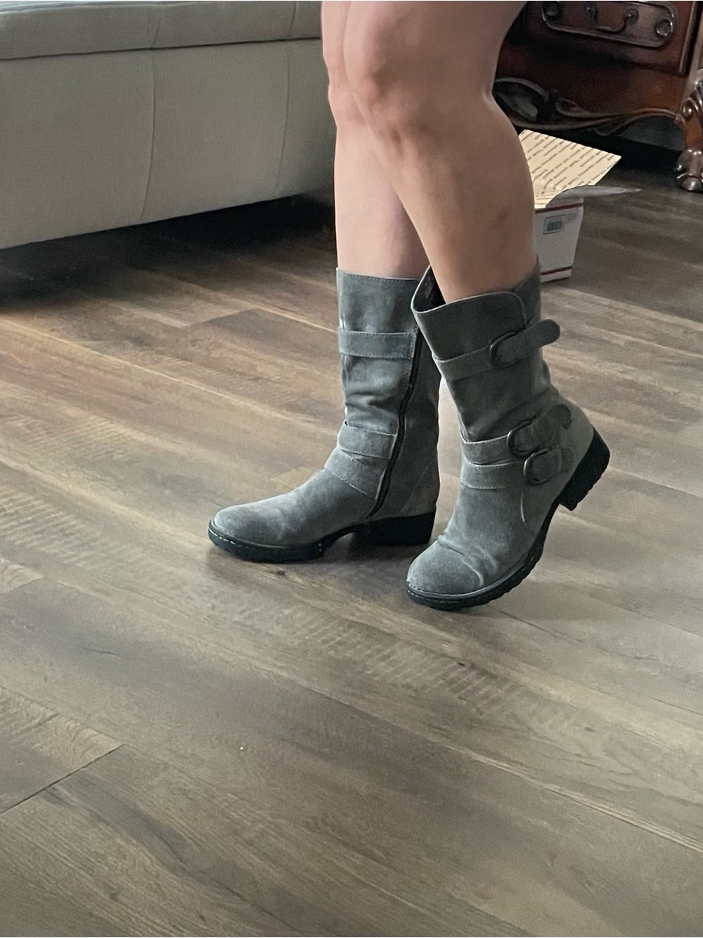 Born Gray Suede Combat Boots